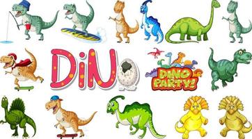 Many dinosaurs on white background vector