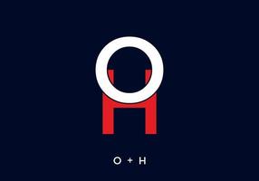 Red and white color of OH initial letter vector