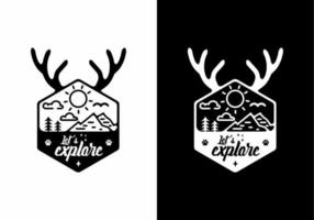 Nature illustration in hexagon shape with horn vector