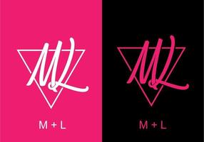 Pink and white color of ML initial letter vector