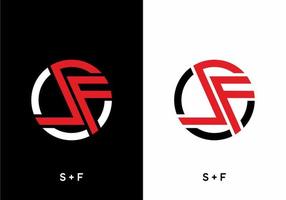 Red black color of SF initial letter vector