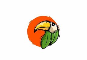 Simple green orange bird illustration vector