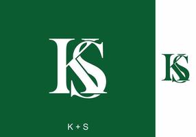 White and green color of KS initial letter vector