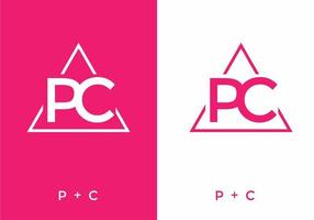 Pink white color of PC initial letter vector