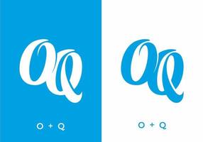 color blanco y azul de la letra inicial oq vector