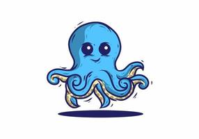 Smiling cute blue octopus illustration vector