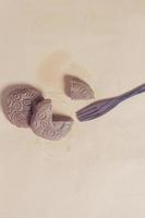 Square-shaped chocolate biscuits are suitable as a side snack to the breakfast menu. Start the morning with biscuits. Can be consumed by all ages from toddlers to the elderly. Stack of biscuits. photo