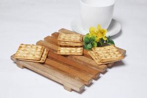 Roma biscuits served with coffee, perfect for relaxing. Foods made from wheat are able to delay hunger and also for breakfast in the morning. 'biscuit' from Latin,  bis coctus which means twice photo