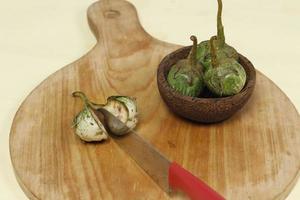 Eggplant is one of the vegetables in the form of fruit. Fruit-producing plants used as vegetables. Green eggplant is round and mini has a different taste from other eggplants. photo
