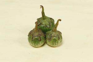 Eggplant is one of the vegetables in the form of fruit. Fruit-producing plants used as vegetables. Green eggplant is round and mini has a different taste from other eggplants. photo
