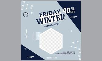 Stylish Winter Friday Special Sale Discount Social Media Template.eps vector