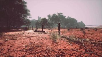 Fragment of an old fence with rusty barbed wire video