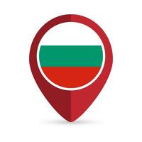 Map pointer with contry Bulgaria. Bulgaria flag. Vector illustration.