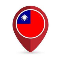 Map pointer with contry Taiwan. Taiwan flag. Vector illustration.