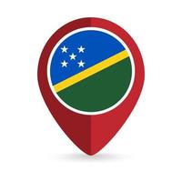 Map pointer with contry Solomon Islands. Solomon Islands flag. Vector illustration.