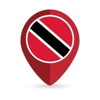 Map pointer with contry Trinidad and Tobago. Trinidad and Tobago flag. Vector illustration.