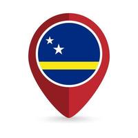 Map pointer with country Curacao. Curacao flag. Vector illustration.