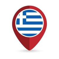 Map pointer with contry Greece. Greece flag. Vector illustration.