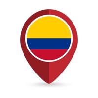 puntero del mapa con el país colombia. bandera de colombia ilustración vectorial vector