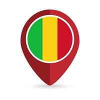 Map pointer with contry Mali. Mali flag. Vector illustration.