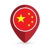 Map pointer with contry China. China flag. Vector illustration.