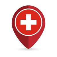 Map pointer with contry Switzerland. Switzerland flag. Vector illustration.