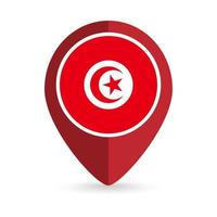 Map pointer with contry Tunisia. Tunisia flag. Vector illustration.