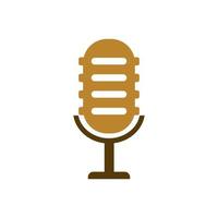 Podcast radio icon illustration. Studio table microphone vector