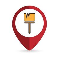 Map pointer with Brush paint tool icon. Vector illustration.