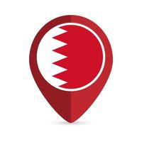 Map pointer with contry Bahrain. Bahrain flag. Vector illustration.