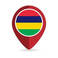 Map pointer with contry Mauritius. Mauritius flag. Vector illustration.