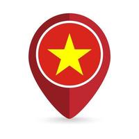 Map pointer with contry Vietnam. Vietnam flag. Vector illustration.