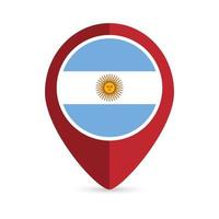 Map pointer with contry Argentina. Argentina flag. Vector illustration.