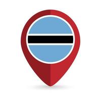 Map pointer with contry Botswana. Botswana  flag. Vector illustration.