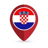 Map pointer with contry Croatia. Croatia flag. Vector illustration.