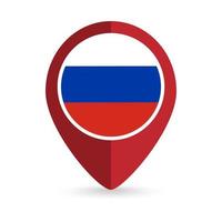 Map pointer with contry Russia. Russia flag. Vector illustration.