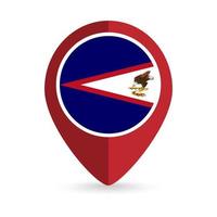 Map pointer with country American Samoa. American Samoa flag. Vector illustration.