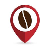 Map pointer with Coffe bean. Vector illustration.