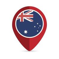 Map pointer with contry Australia. Australia flag. Vector illustration.
