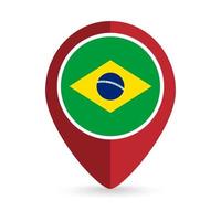 puntero del mapa con el país brasil. bandera de brasil ilustración vectorial