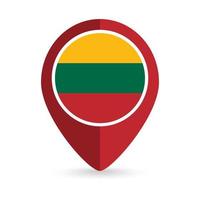 Map pointer with contry Lithuania. Lithuania flag. Vector illustration.