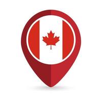 Map pointer with contry Canada. Canada flag. Vector illustration.