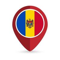 Map pointer with contry Moldova. Moldova flag. Vector illustration.