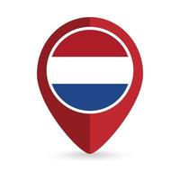 Map pointer with contry Netherlands. Netherlands flag. Vector illustration.