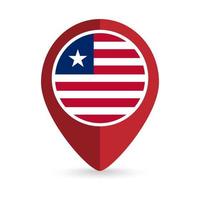 Map pointer with contry Liberia. Liberia flag. Vector illustration.