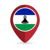 Map pointer with contry Lesotho. Lesotho flag. Vector illustration.