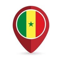 puntero del mapa con país senegal. bandera senegalesa ilustración vectorial vector