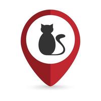 puntero de mapa con icono de gato. ilustración vectorial vector