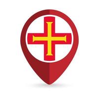 Map pointer with country Guernsey. Guernsey flag. Vector illustration.