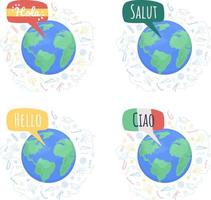 Language communities 2D vector isolated illustration set